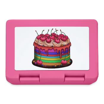 Regenbogenkuchen mit Kirschen - Brotdose - Pink - Vorne