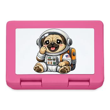 Cute Pug Astronaut Space Explorer Cartoon - Lunchbox - pink - Front
