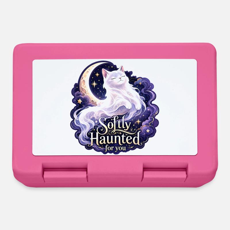 Doucement hanté White Moon Cat Gothic Celestial - Boîte à goûter - rose