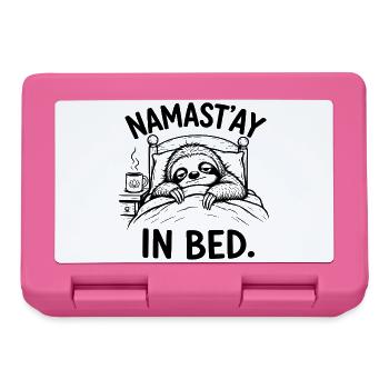 Namast’ay au lit – Paresseux fatigué | Yoga amusant - Boîte à goûter - rose - Devant
