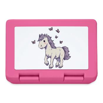 Süßes Pony mit Schmetterlingen - Brotdose - Pink - Vorne