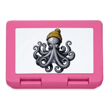  Oktopus Mit Wollmütze Maritimes Kraken Motiv Für - Brotdose - Pink - Vorne