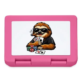 Cool sloth playing poker - Lunchbox - pink - Front