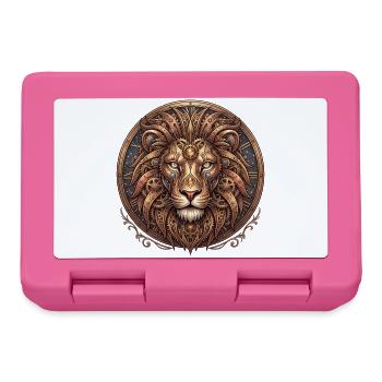 Steampunk Lion in Gear Circle - Lunchbox - pink - Front