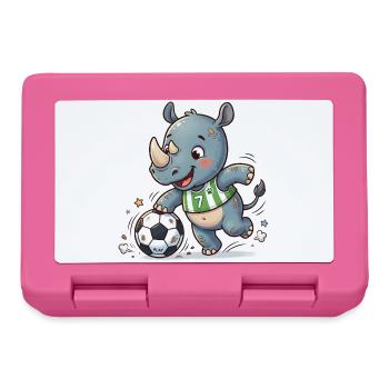 Rhino Fußballheld im Grün - Brotdose - Pink - Vorne