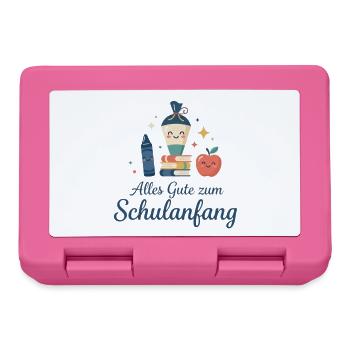Schulanfang: Lächelnde Schulutensilien - Brotdose - Pink - Vorne