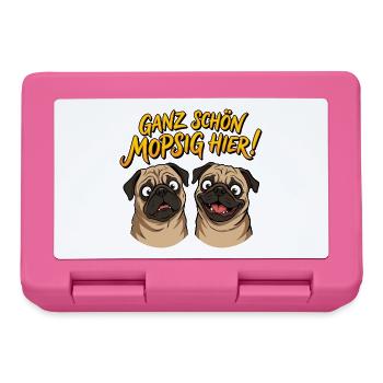 Ganz schön mopsig hier! Lustige Möpse Mops Spruch - Brotdose - Pink - Vorne