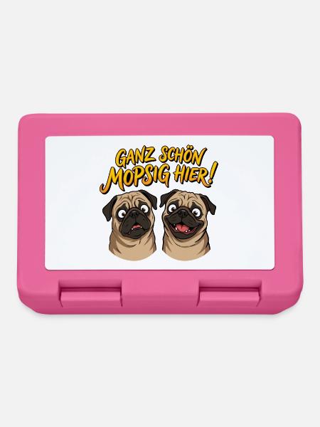 Ganz schön mopsig hier! Lustige Möpse Mops Spruch - Brotdose - Pink
