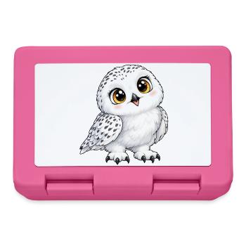 Schneeeule Kawaii Style – Süßer Wintervogel - Brotdose - Pink - Vorne