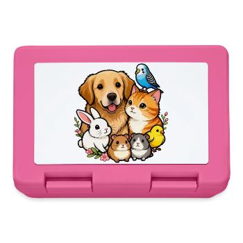 Bunte Tierfreunde 🐶🐱🐰🐹🐥🦜 - Brotdose - Pink - Vorne