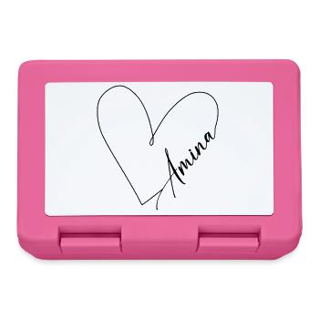 Amina Name Heart Line - Lunchbox - pink - Front