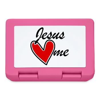 Jesus loves me loves me red heart - Lunchbox - pink - Front
