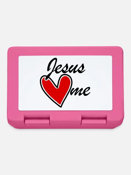Jesus liebt mich loves me rotes Herz - Brotdose - Pink