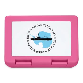 Antarktis-Silhouette mit Explorer-Schiff - Brotdose - Pink - Vorne