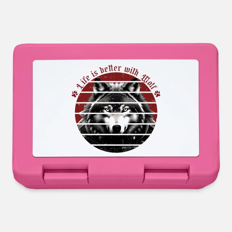 Das Leben ist besser mit Wolf - Brotdose - Pink