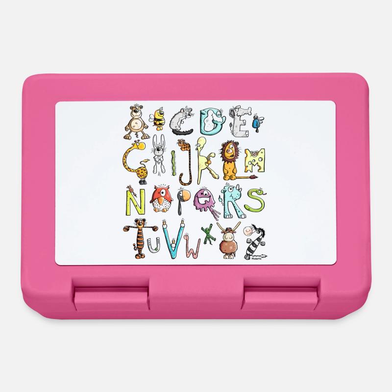 Buntes Tier Alphabet - ABC - Brotdose - Pink