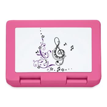 Clef with music notes and floral elements - Lunchbox - pink - Front