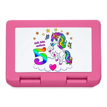 Mädchen 5 Jahre Geburtstag Einhorn-ich bin schon 5 - Brotdose - Pink - Vorne