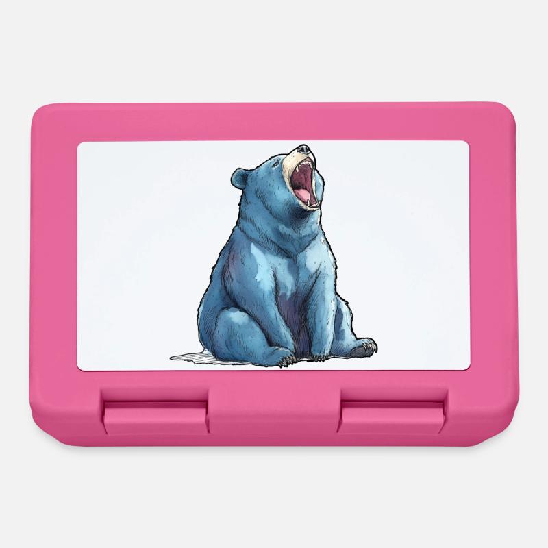 Aquarelle Ours Bleu - Boîte à goûter - rose