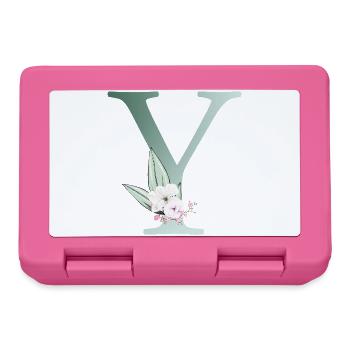 Y Monogram, Floral, Personalizable - Lunchbox - pink - Front