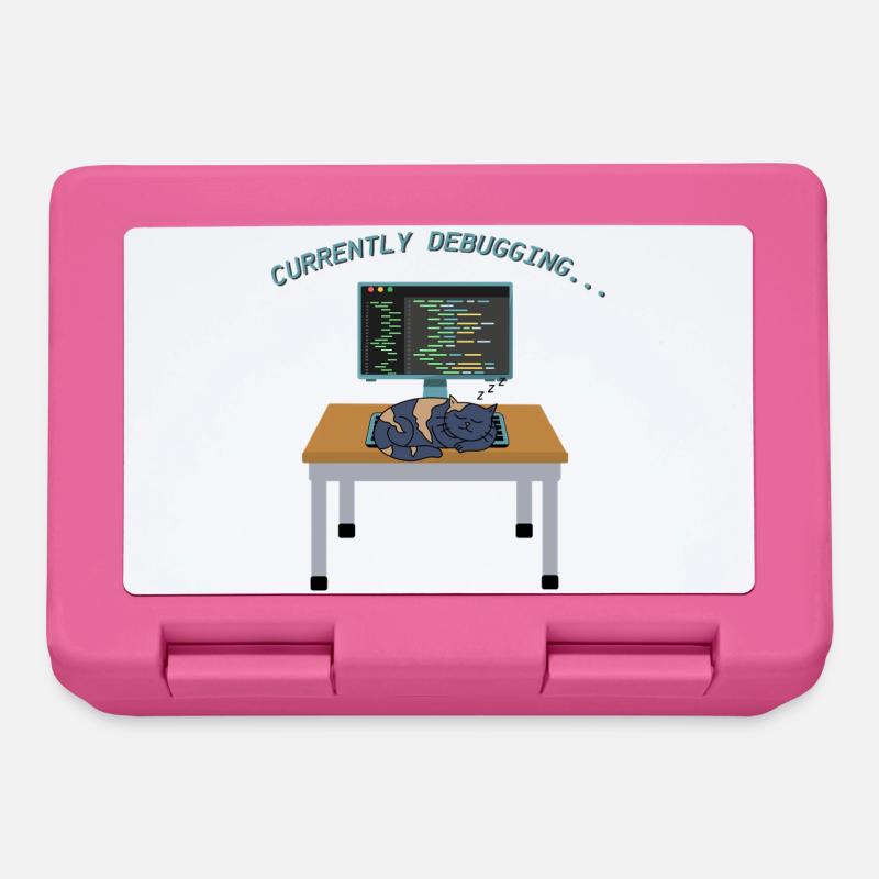 Cat debugging on the monitor - Lunchbox - pink