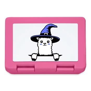Llama Wizard Cute Look Magical Witch Hat Cute - Lunchbox - pink - Front