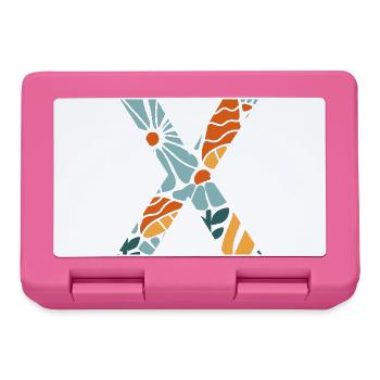 Lettre x fleurs groovy idée cadeau - Boîte à goûter - rose - Devant