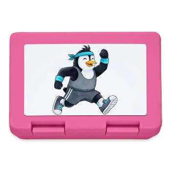 Dessin animé sportif de marathon de jogging Penguin - Boîte à goûter - rose - Devant