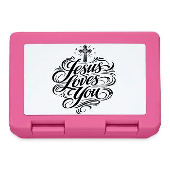 Jesus Loves You Proverb - Lunchbox - pink - Front