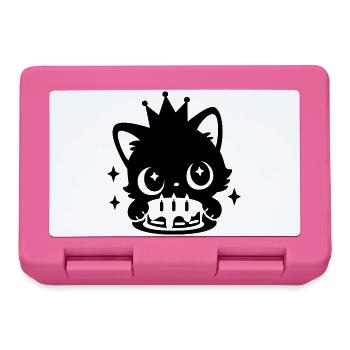 Birthday Cat with Crown | Cute Party Motif - Lunchbox - pink - Front