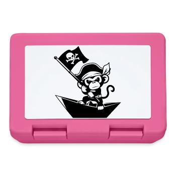 Pirat Affe im Papierboot - Brotdose - Pink - Vorne