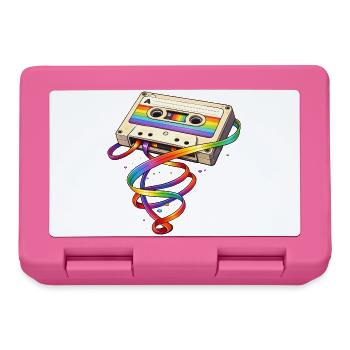 Retro cassette with rainbow ribbon - Lunchbox - pink - Front