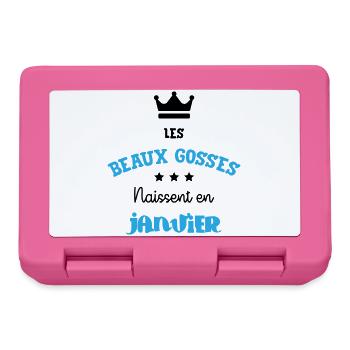 Cadeau naissance bébé garçon Janvier Beaux Gosses - Boîte à goûter - rose - Devant