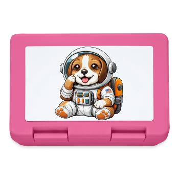 Süßer Beagle Astronaut Weltraum Entdecker Cartoon - Brotdose - Pink - Vorne