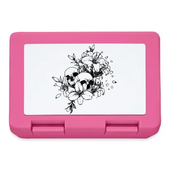 Gothic Skull Flower Shirt – dunkle, florale Ästhetik - Brotdose - Pink - Vorne