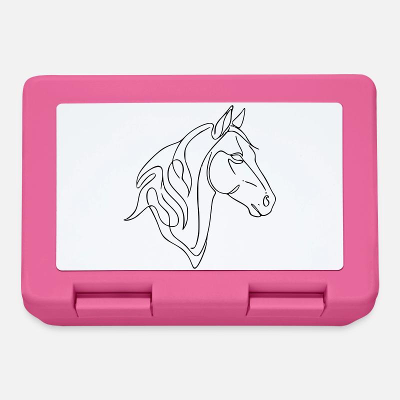 Minimalistische Pferdelinienkunst – Elegantes Liniendesign - Brotdose - Pink