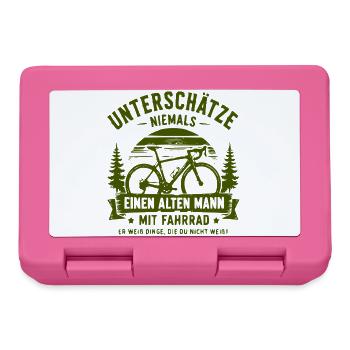 Unterschätze niemals alten Mann mit Fahrrad - Brotdose - Pink - Vorne