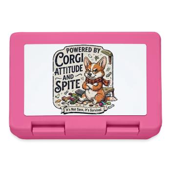 Powered By Corgi Attitude And Spite Funny Dog - Lunchbox - pink - Front