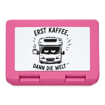 Erst Kaffee Dann Die Welt Bus - Brotdose - Pink - Vorne