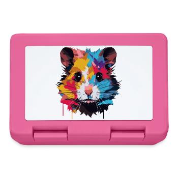 Farbenfrohes Pop-Art Hamsterporträt - Brotdose - Pink - Vorne
