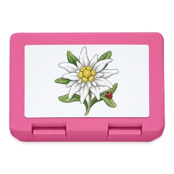 Weiße Blüte mit Marienkäfer - Brotdose - Pink - Vorne