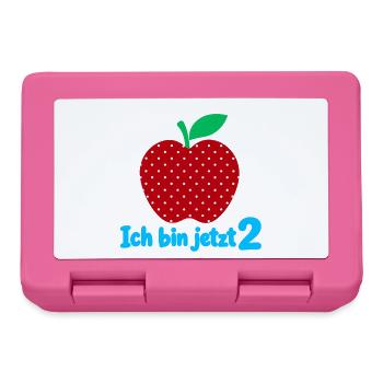 Ich bin jetzt 2 mit Apfelmotiv - Brotdose - Pink - Vorne