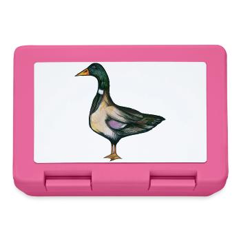 Aquarell-Ente im smaragdgrünen Gefieder - Brotdose - Pink - Vorne