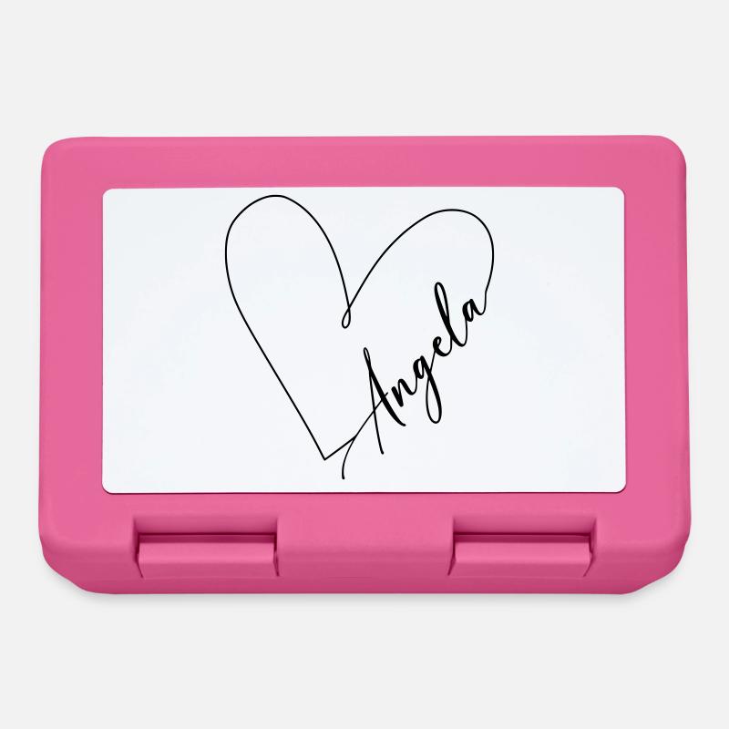 Angela Name Heart Line - Lunchbox - pink