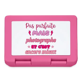 Pas parfaite mais photographe, idée cadeau photo - Boîte à goûter - rose - Devant