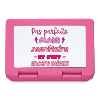 Pas parfaite mais secrétaire, idée cadeau collègue - Boîte à goûter - rose - Devant