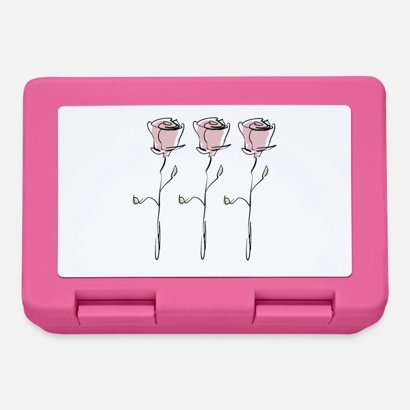 3 roses roses, contour noir - Boîte à goûter - rose