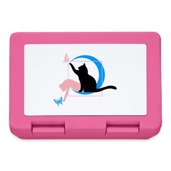 Le chat style Léonard de Vinci en cercle carré - Boîte à goûter - rose - Devant