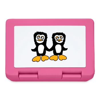 Penguins Équipe 2 Amis Fatigué Confus Se tenant la main - Boîte à goûter - rose - Devant