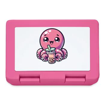 Octopus Drinking Bubble Tea kawaii Boba Octopus - Lunchbox - pink - Front